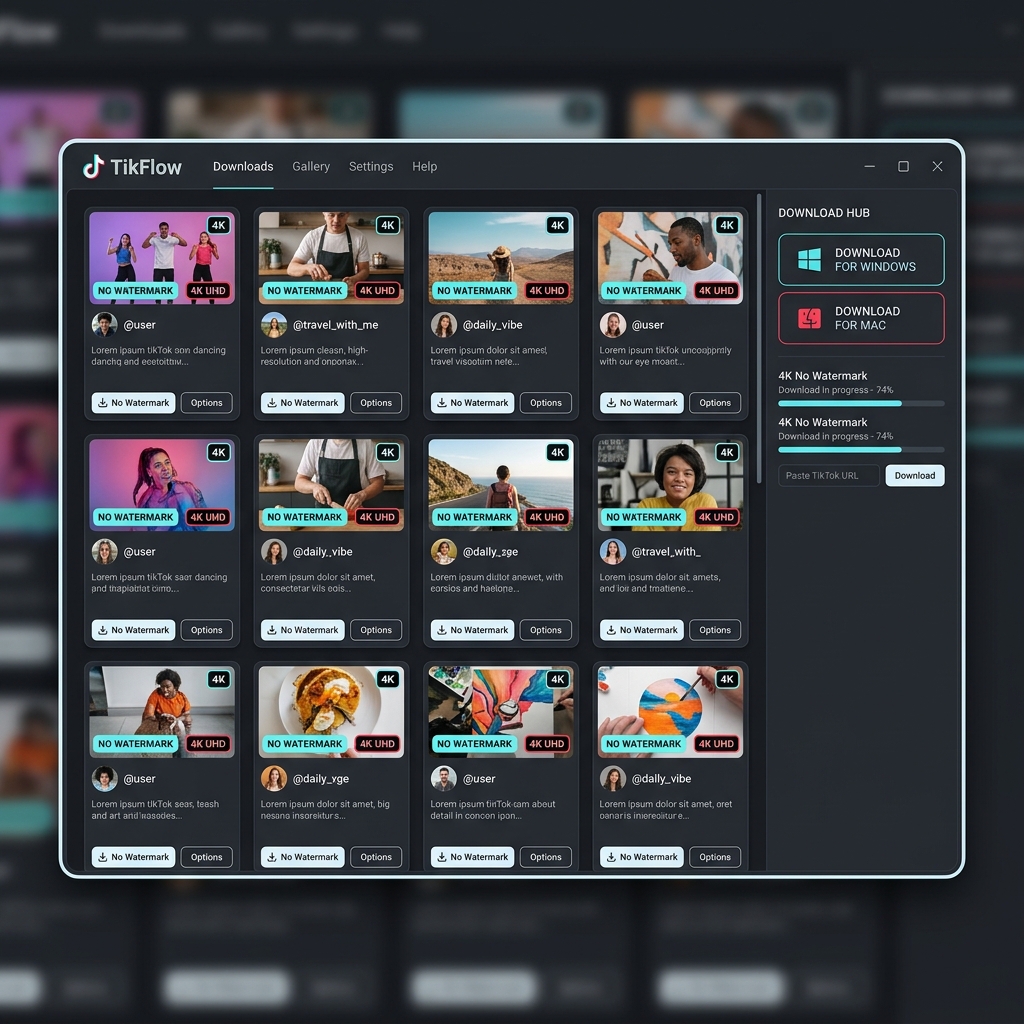 TikTok Downloader Desktop App Mockup